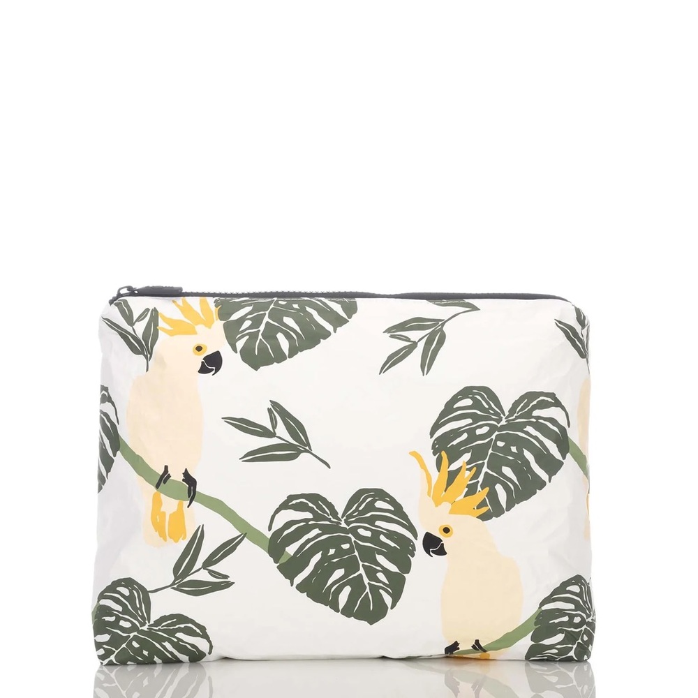 Aloha Collection Cockatoo Lounge Mid Pouch NWT Monstera Bag Travel Beach Limited